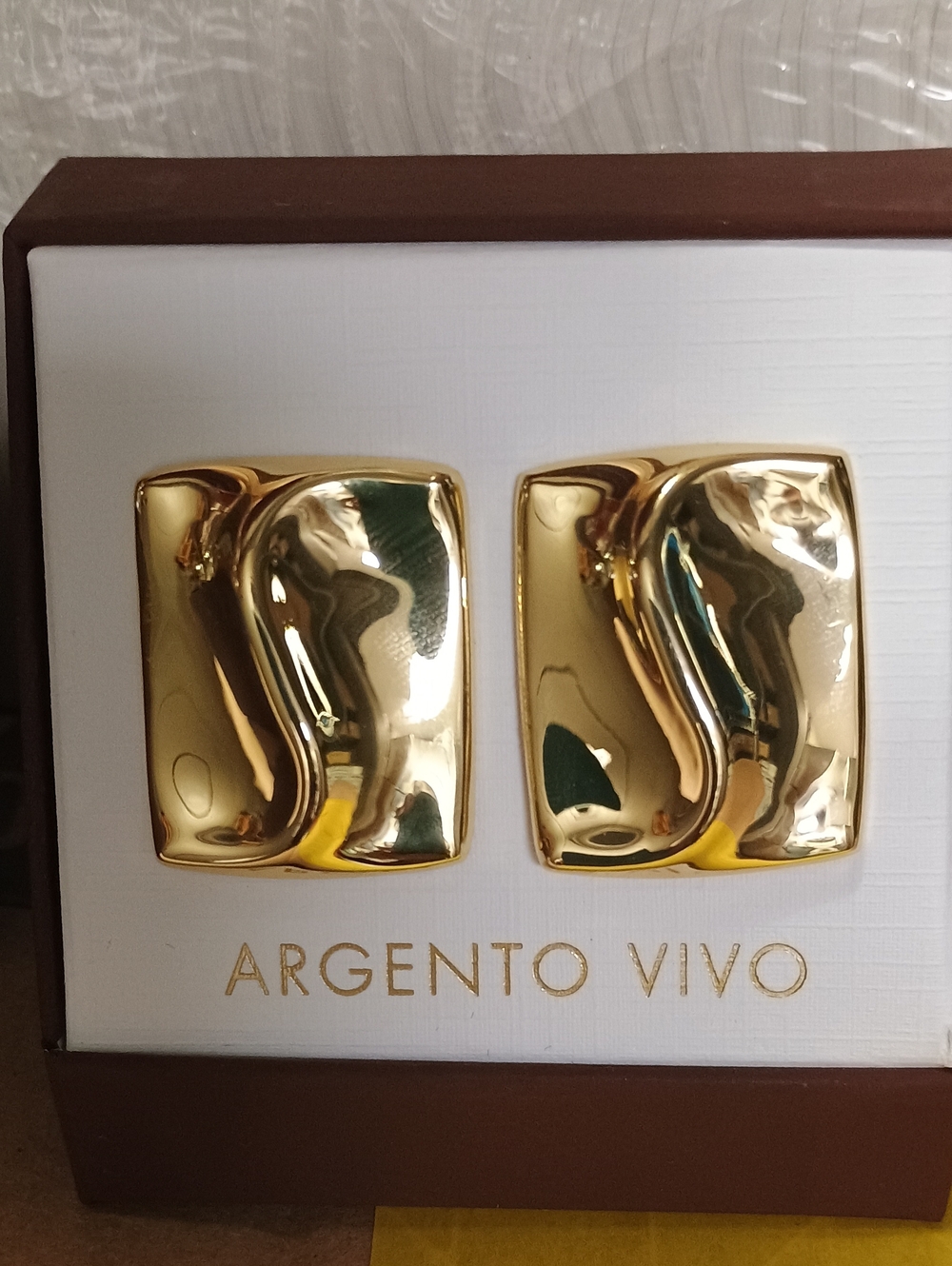 Argento Vivo Gold Sculptural Molten Square Button Stud Earrings New In Box